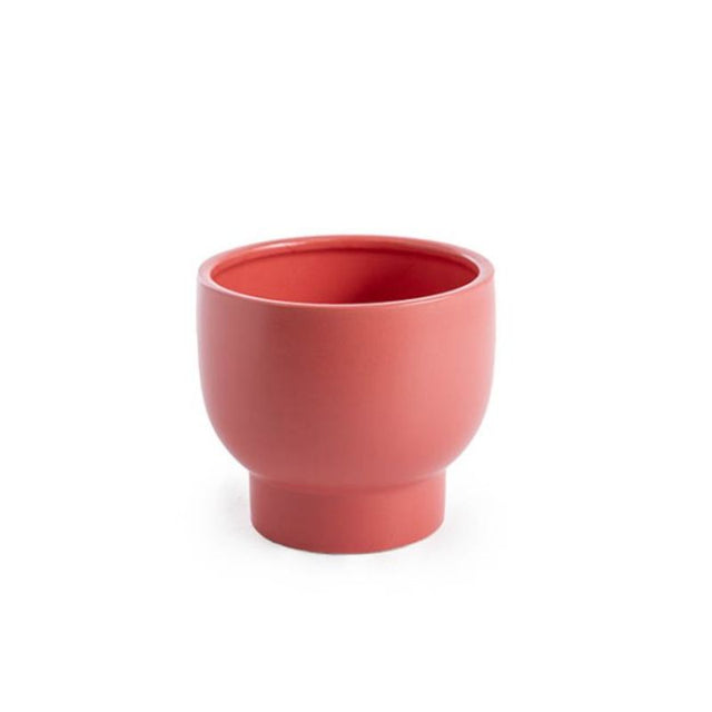 Ceramic pot in matte canyon clay, ideal for small plants, blending earthy elegance with modern decor.