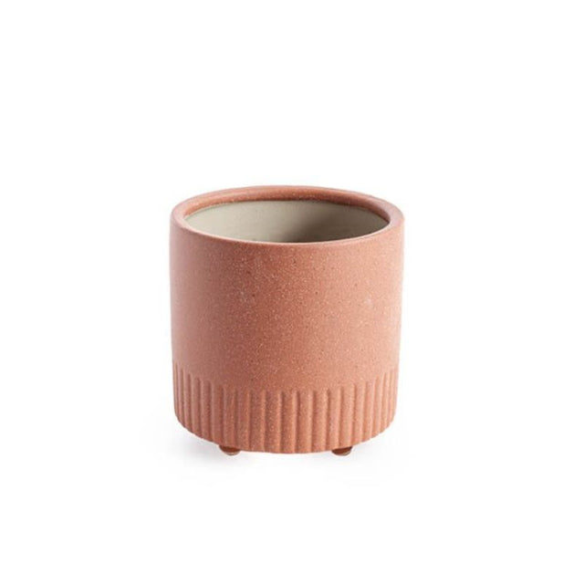 Elegant pink clay ceramic pot, 15.3cm high, perfect for indoor plants and stylish home decor.