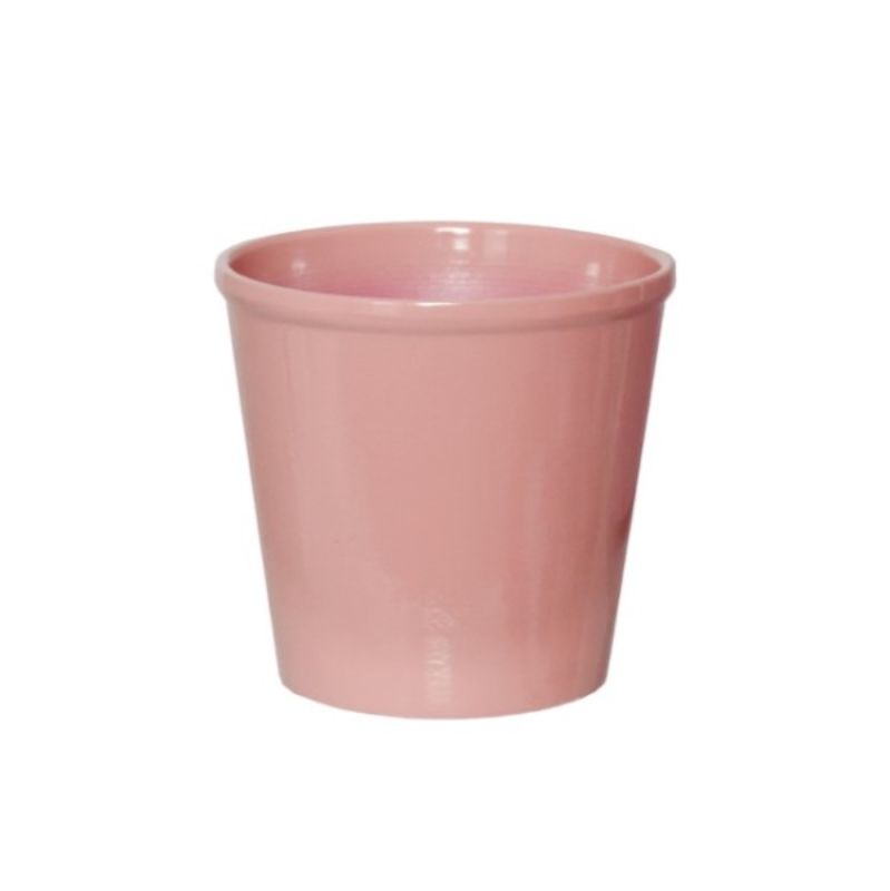 Ceramic terracotta pot in dusty pink, 12x11.5cmH, perfect for plants and home decor enhancement.