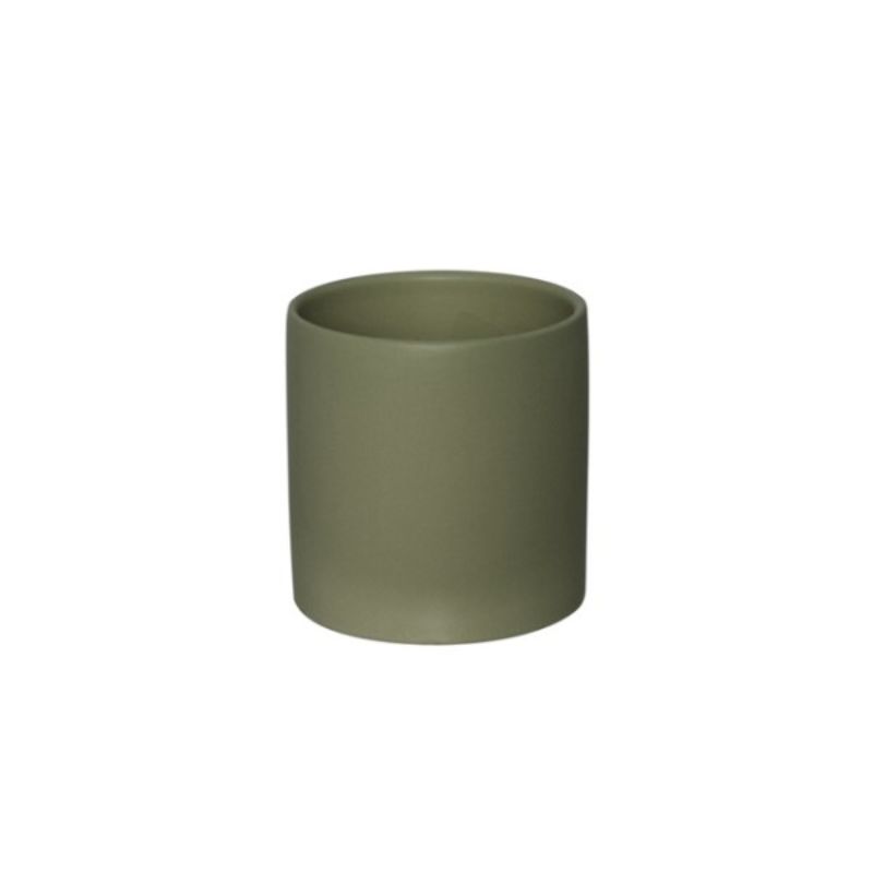 Satin matte moss ceramic pot, 12x12.5cmH, perfect for stylish indoor gardening and enhancing modern decor.