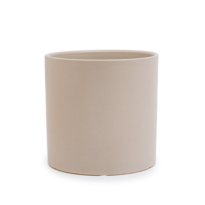 Matte light grey ceramic plant pot, 21x21cmH, perfect for indoor plants and modern decor.