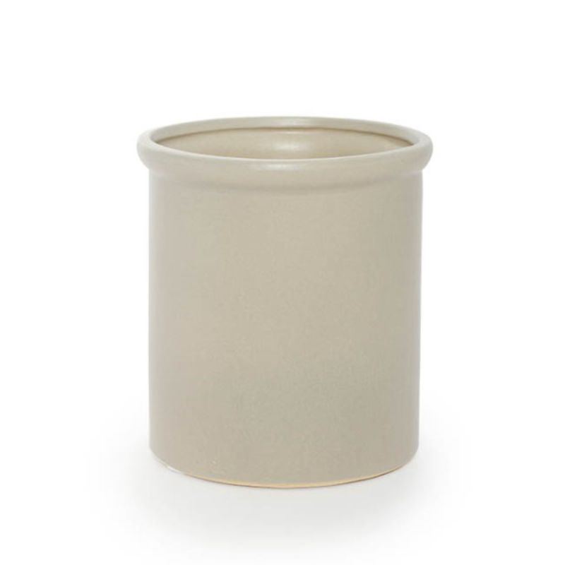Elegant satin matte grey ceramic vase, 16x16cmH, perfect for flowers or as a decorative statement piece.