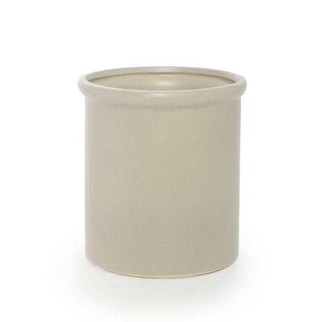 Elegant satin matte grey ceramic vase, 16x16cmH, perfect for flowers or as a decorative statement piece.