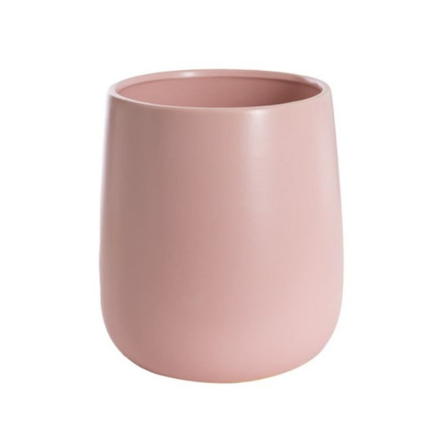 Ceramic Belly Pot in matte soft pink, 24x25cmH, perfect for indoor plants and stylish home decor.