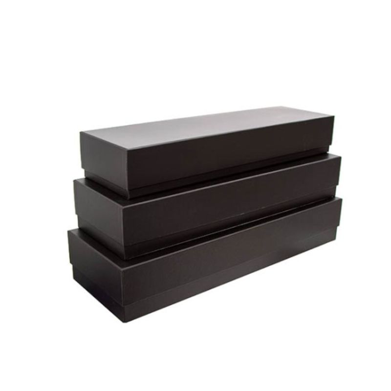 Elegant matte black gift boxes set of 3, perfect for floral arrangements and special occasions, with varying sizes.