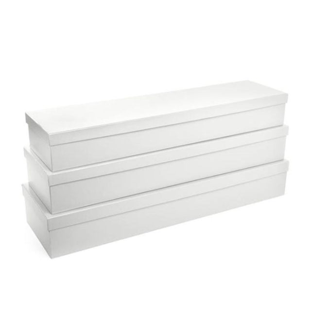 Elegant glossy rose gift boxes set of 3 in white, perfect for weddings and special occasions, varying sizes for versatile gifting.
