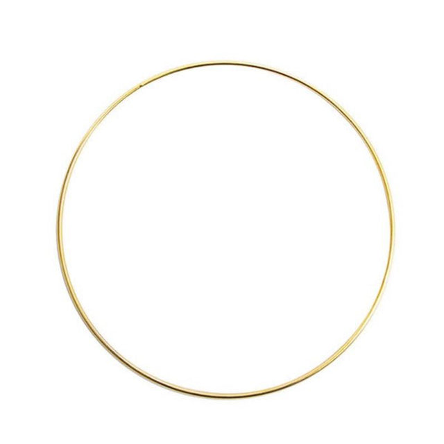 Gold floral metal hoop, 30cm diameter, ideal for elegant arrangements and decorations at events and home decor.