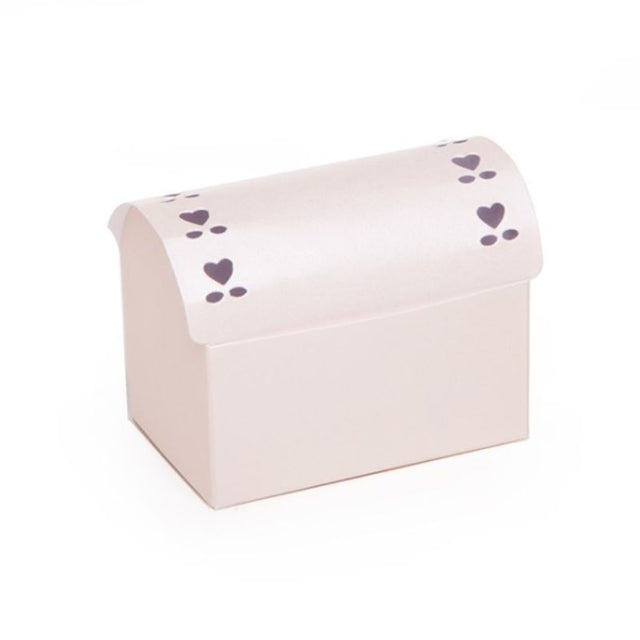 Elegant cream bomboniere chests, pack of 25, ideal for favors and treats, perfect for any celebration.