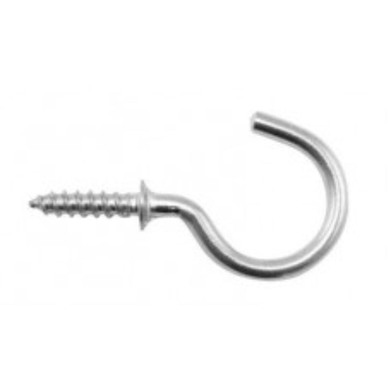 Set of 50 round stainless steel cup hooks, 32mm each, perfect for stylish kitchen organization and space maximization.