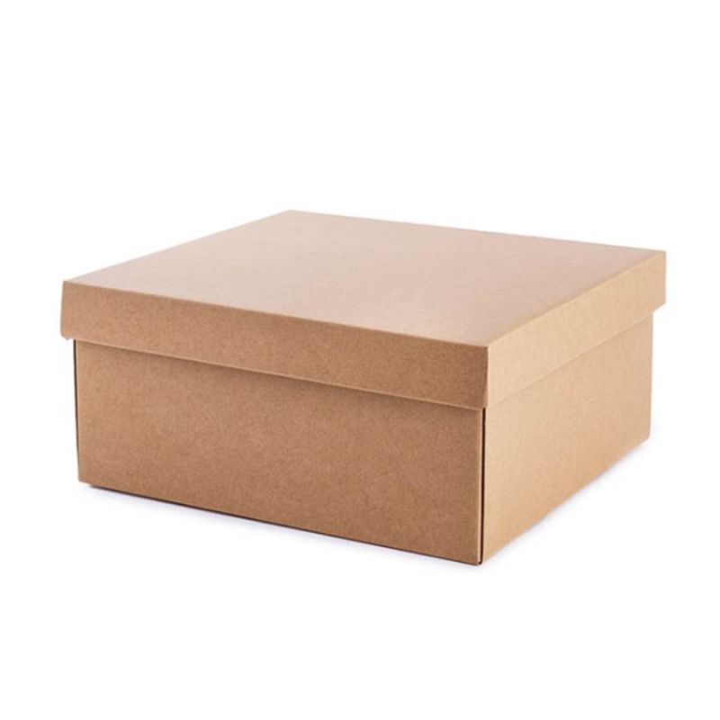 Large brown kraft hamper box with lid, eco-friendly, perfect for elegant gift presentations and DIY hampers.