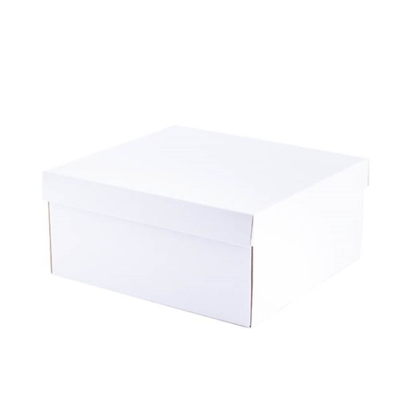 Elegant white hamper box with lid, measuring 33x30x15cmH, perfect for versatile gifting and storage solutions.