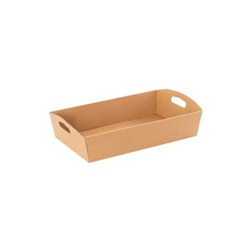 Eco-friendly mini kraft gift box tray, 20x12.5x6 cm, perfect for showcasing gifts, gourmet foods, and creative presentations.