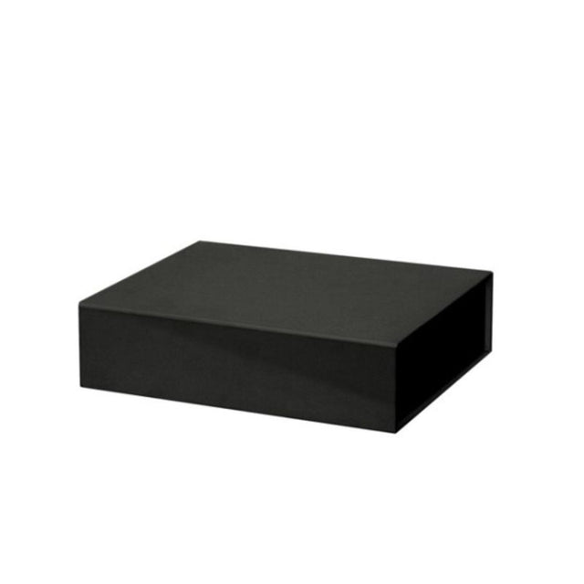 Elegant black magnetic flap gift box, measuring 25x20x6.5cmH, perfect for birthdays and special occasions.