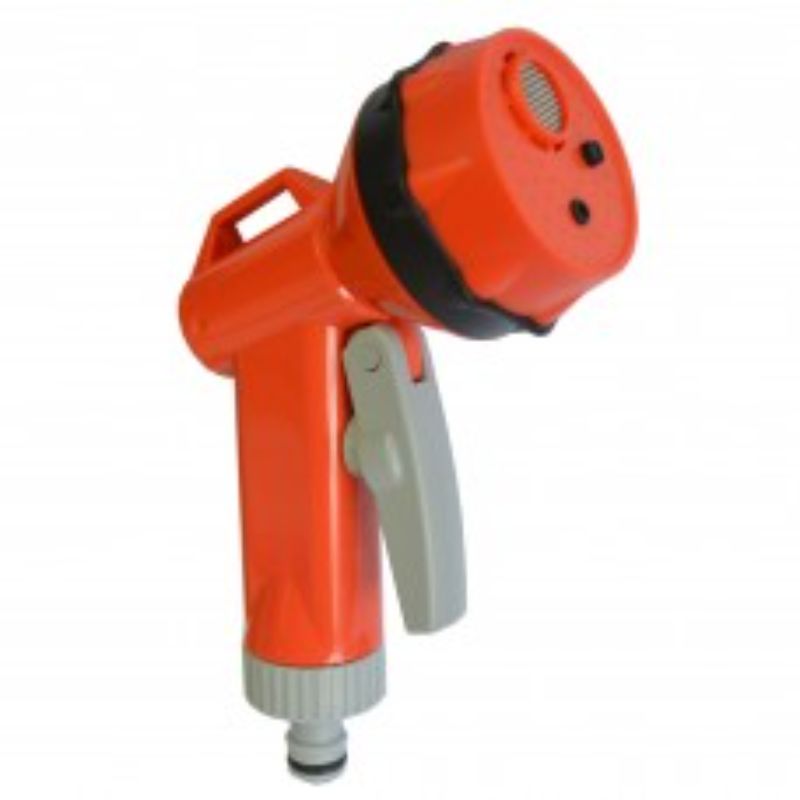 Multi Function Hose Gun #4605/5 Siroflex with three spray settings: shower, jet, and fan for versatile watering tasks.