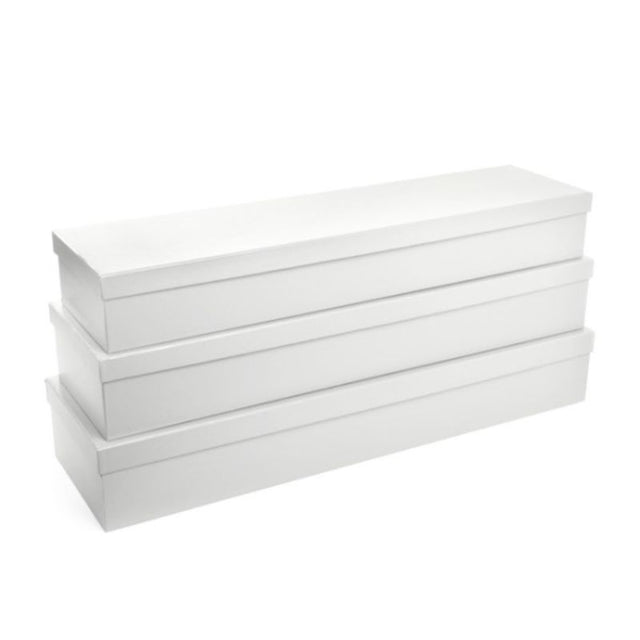 Elegant white ribbed rose boxes set of three, perfect for gifting flowers, chocolates, or keepsakes on any occasion.