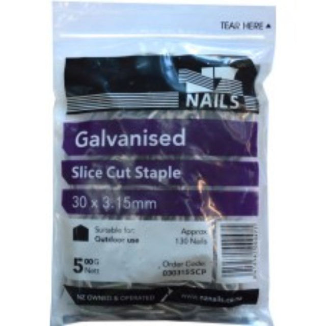 Galvanised NZ nails, 30mm x 3.15mm, 500g pack, durable for indoor/outdoor construction and DIY projects.