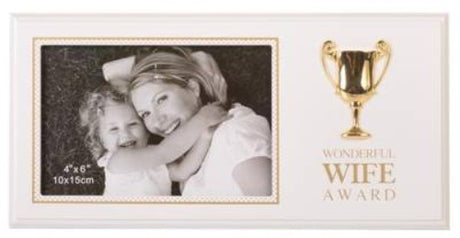 Elegant award frame for "Wonderful Wife," perfect for showcasing a cherished photo and expressing love and appreciation.