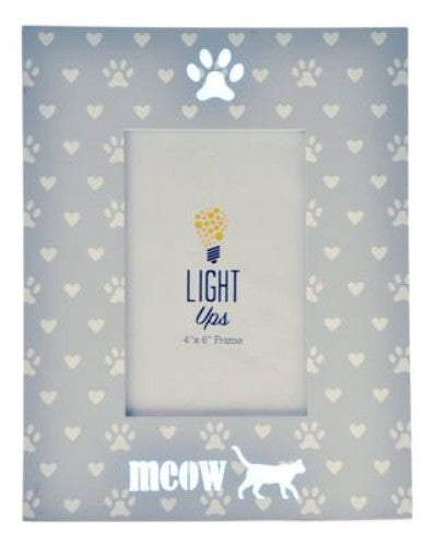 Light Up Meow Photo Frame with cat design and LED lights, perfect for showcasing pet memories with a warm glow.