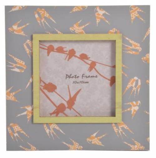 Elegant 4x4" photo frame featuring delicate swallow motifs, perfect for showcasing cherished memories in any decor.