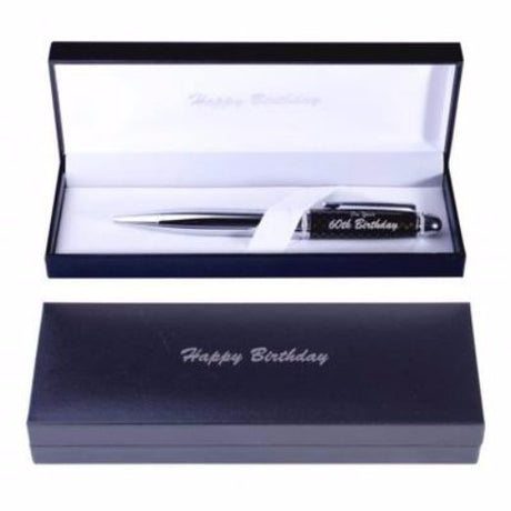 Elegant silver pen designed for 60th birthday celebrations, perfect for gifts and memorable messages.