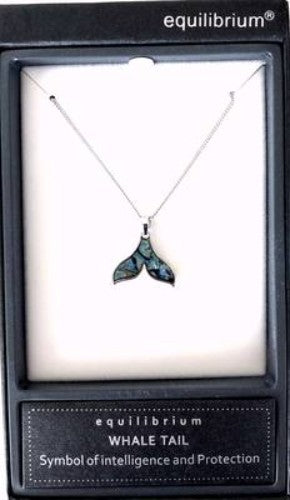 Kiwiana necklace featuring a silver-plated paua whale tail, celebrating New Zealand culture and ocean beauty.