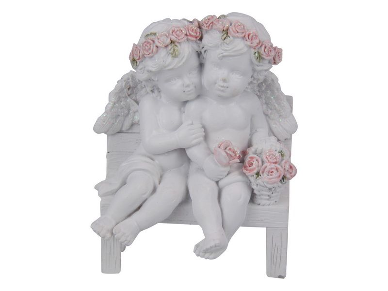 Ornament - Cherub Couple on Chair 10cm (Set of 4)