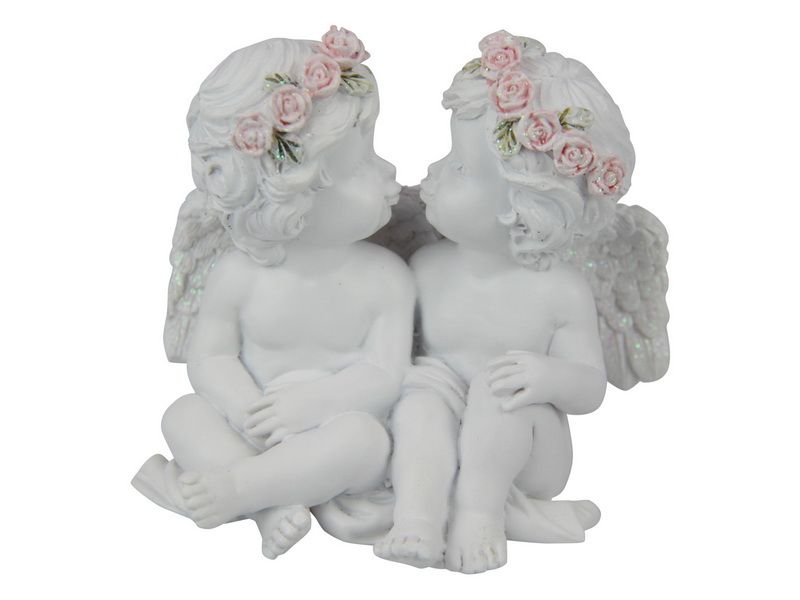 Ornament - Cherub w/Rose Band Couple 7cm (Set of 4)