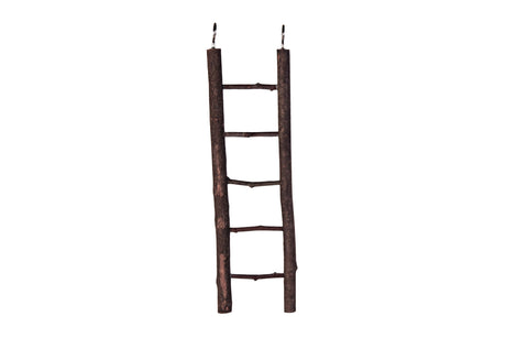 Natural wooden bird ladder, 26cm with 5 rungs, promotes climbing and play for small to medium birds in their cage.