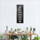 Large black rectangular art panel featuring a stunning leaf design, made from lightweight and rust-resistant ACM.