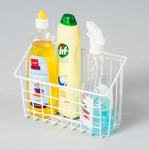 250mm Handy Basket made of durable poly-coated wire, perfect for organizing kitchen, laundry, or garage essentials.