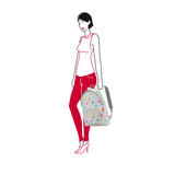 Stylish Reisenthel Mini Maxi Rucksack in Stonegrey Dots, compact design, water-repellent, 14L capacity, ideal for everyday use.