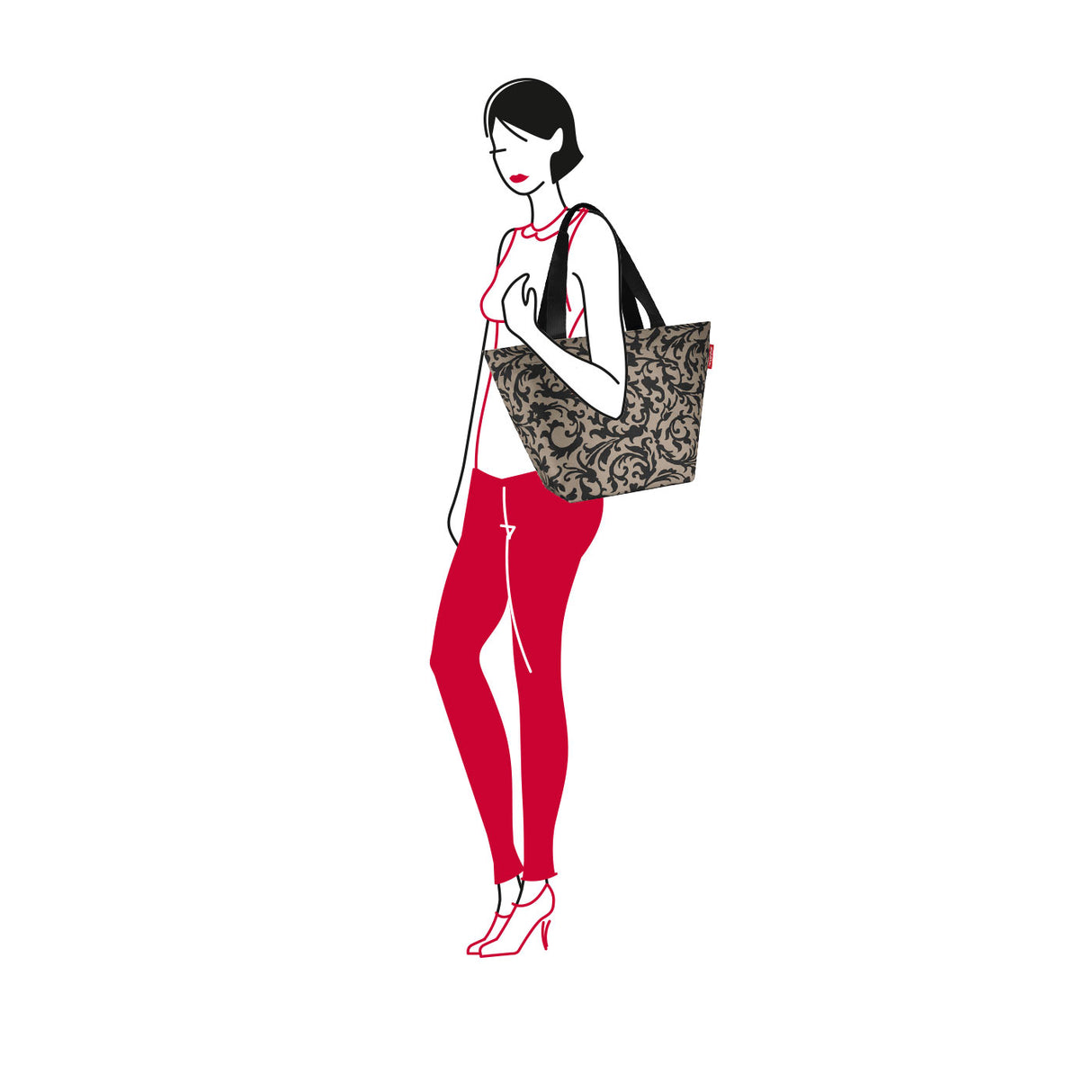 Reisenthel Shopper Bag in Baroque Taupe, stylish and practical with 15L capacity, zip pocket, and water-repellent polyester.