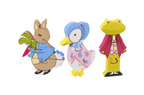 Peter Rabbit Mini Puzzle Set featuring colorful pieces of Peter Rabbit and friends, perfect for toddlers' playtime and learning.