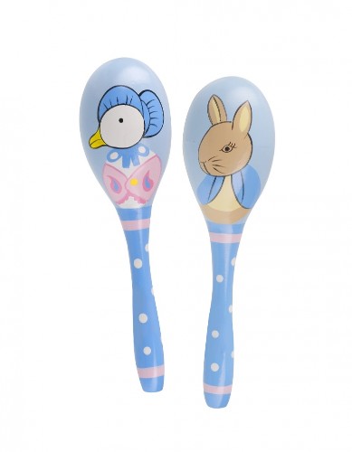 Peter Rabbit and Jemima Maraca Set for toddlers, featuring cheerful sounds and charming Beatrix Potter designs.
