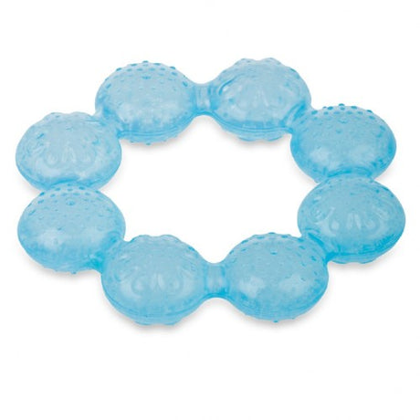 Colorful Nuby Icybite Ring Teether for babies, designed with textured surfaces to soothe gums during teething process.