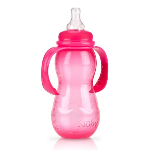 Nuby Standard Neck Bottle: BPA-free, 320ml, with anti-colic teat, easy-grip handles, and no-drip design for stress-free feeding.