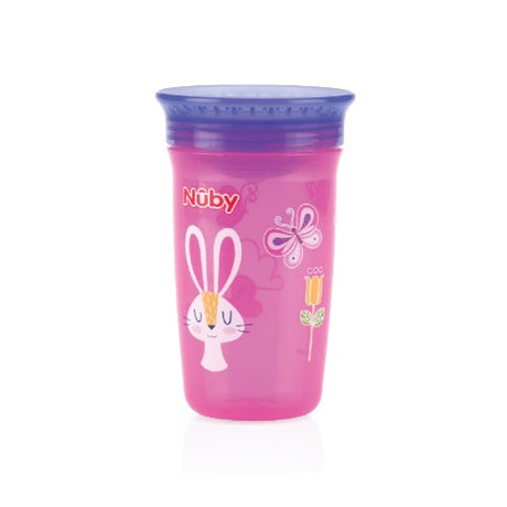 Nuby Basic Printed Cup: a BPA-free sippy cup with 360-degree sipping edge, ideal for toddlers transitioning to open cups.