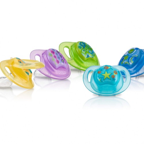 Nuby Prima Ortho Pacifiers for 0-6 months, BPA-free, orthodontic design for oral health, with soothing nubs for teething relief.