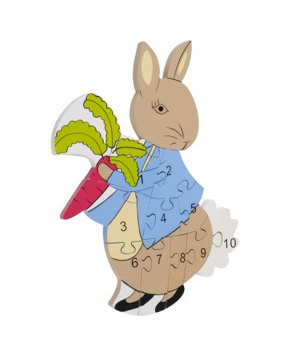 Peter Rabbit Number Puzzle featuring colorful illustrations, designed for children to learn counting and number recognition.