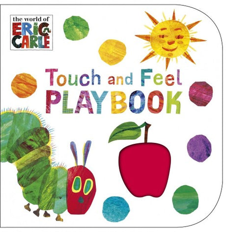 Vibrant touch-and-feel play book featuring the Hungry Caterpillar, engaging toddlers in sensory reading and exploration.