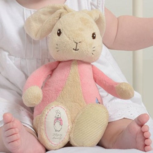 A 26cm plush Flopsy Bunny from Beatrix Potter, perfect for cuddles and imaginative play for infants and toddlers.