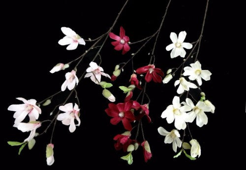 Cream Magnolia Branch with 6 lifelike flowers, perfect for elegant decor and versatile floral arrangements.