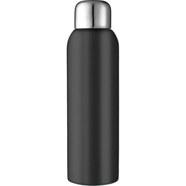 Black insulated stainless steel sports bottle, 28oz capacity, keeps drinks cold for 24 hours or hot for 12.