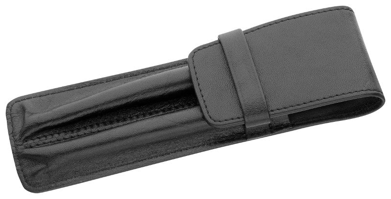 Elegant double pen box made from premium Nappa leather, perfect for storing two pens or pencils stylishly.