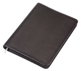 Elegant A4 compendium in high-quality PU with silver stitching, zippered closure, and ample storage for professionals.