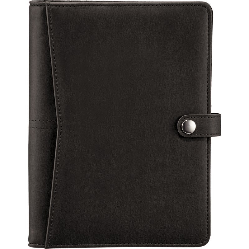 Sleek Pedova ETech Jr. Padfolio with snap closure, Ultrahyde material, mobile device bracket, and elastic pen loop included.
