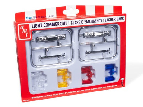 1/25 scale emergency flasher parts kit with chrome units and colored lenses for realistic model vehicles.