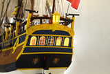 Detailed 1/65 scale wooden model kit of the iconic HMS Endeavour, showcasing 18th-century construction techniques.