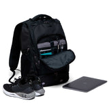 Durable Grid-Lock Backpack with multiple compartments, padded laptop sleeve, and ventilated shoe pocket for versatile use.