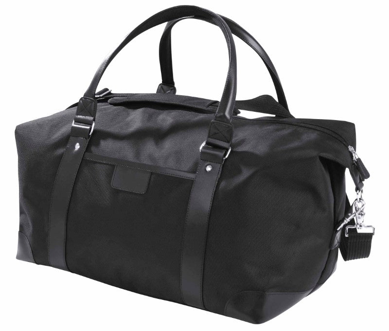 Stylish Milan Overnight Bag in 1680D ballistic polyester with leatherette trim, featuring a spacious zippered main compartment.